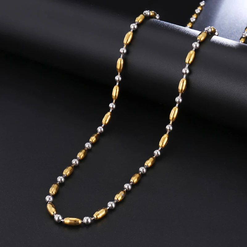 Двухцветные Бусы из нержавеющей стали шириной 4 мм в стиле хип хоп колье 316L