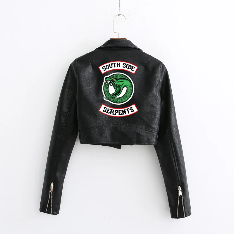 Riverdale Southside Serpents Short Leather Jacket Women Cropped Pu Coats | Мужская одежда