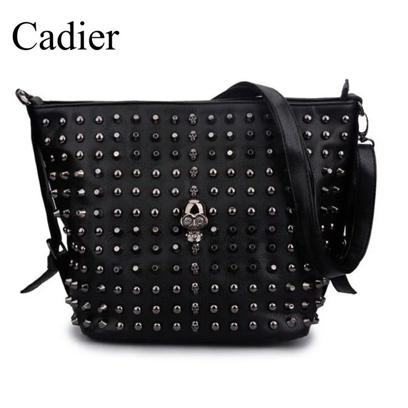 Женская мода Череп Сумка Заклепки Мини Лоскут Креста Тела ИСКУССТВЕННАЯ Кожа