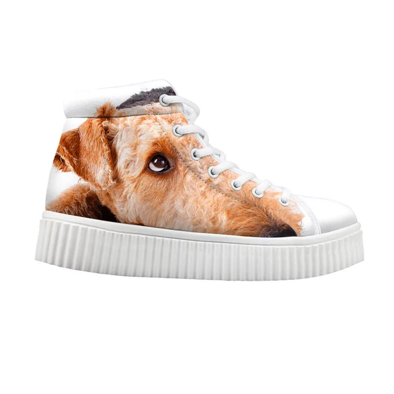 

2021 г. Удобная женская обувь на платформе со шнуровкой, стильная обувь, увеличивающая рост, с высоким берцем новинка, обувь с принтом собаки, ...