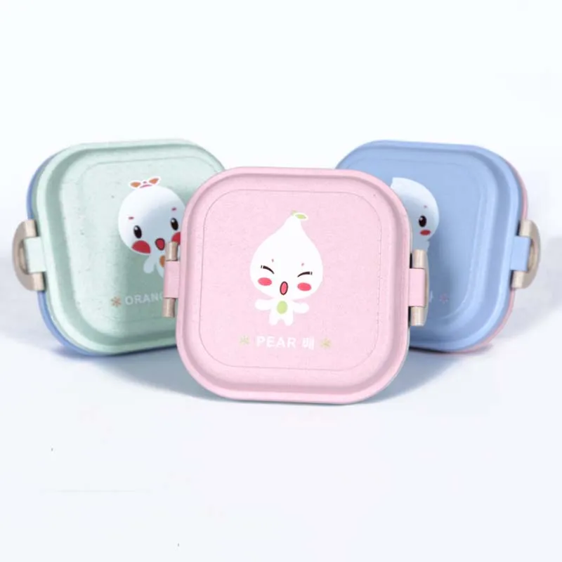 Симпатичная портативная двухслойная биоразлагаемая соломенная коробка для