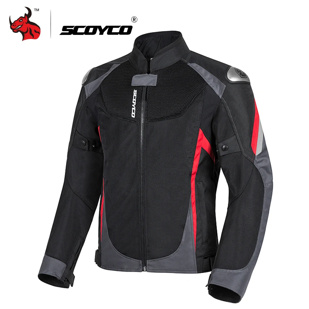 black red jacket SCOYCO мотоциклетная куртка Защитное снаряжение летняя дышащая куртка для мотокросса мужская Светоотражающая мотоциклетная куртка одежда черного цвета - Цвет: black red jacket