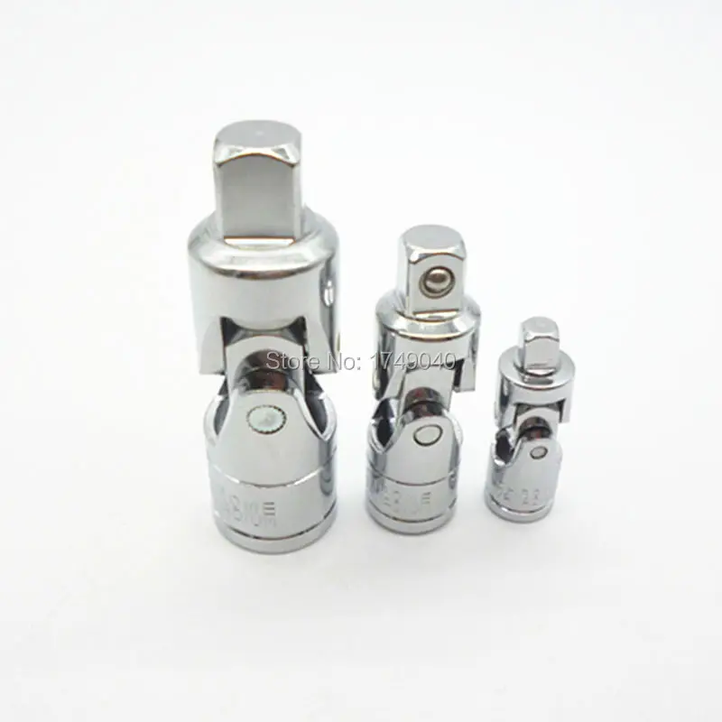 3 Pc 1/4&quot 3/8&quot 1/2&quot Universal Joint Set Ratchet Angle Extension Bar 4 Square Drive Sockets Adapt Bendy Flexible |