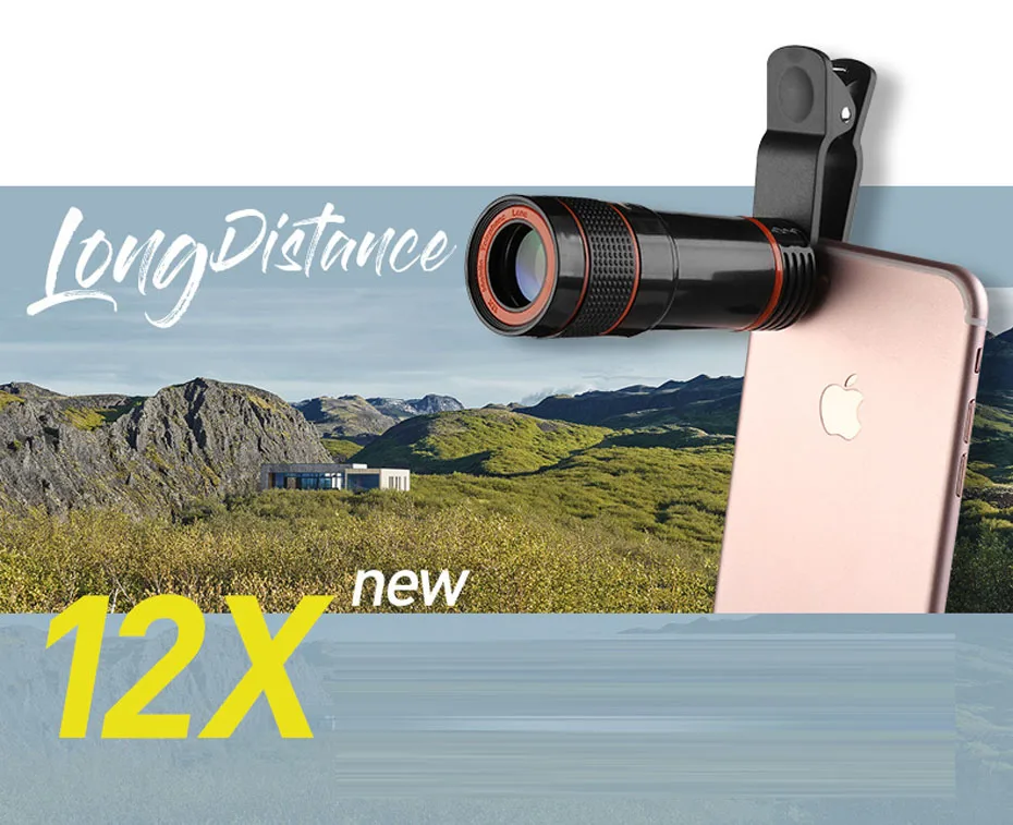 Мобильный телефон 12X телеобъектив для Xiaomi Redmi 4x5 plus note 5 зум-объектив оптический телескоп Объективы для камер для iPhone 5 6 6S 7