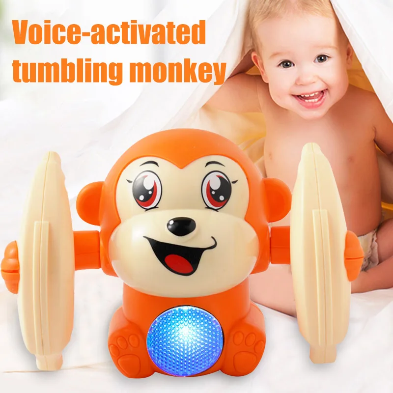 

Baby Voice Control Rolling Little Monkey Toy Walk Sing Brain Game Crawling Electric Toys BM88
