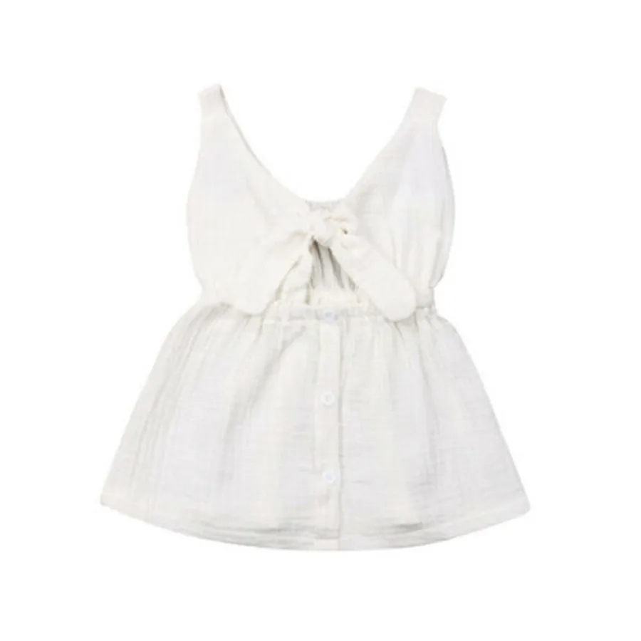 2019 Toddler Baby Girls Clothes Dress Ruffle Solid Linen Elegant Princess Party Sundress Sunsuit Cotton Outfits | Детская одежда и