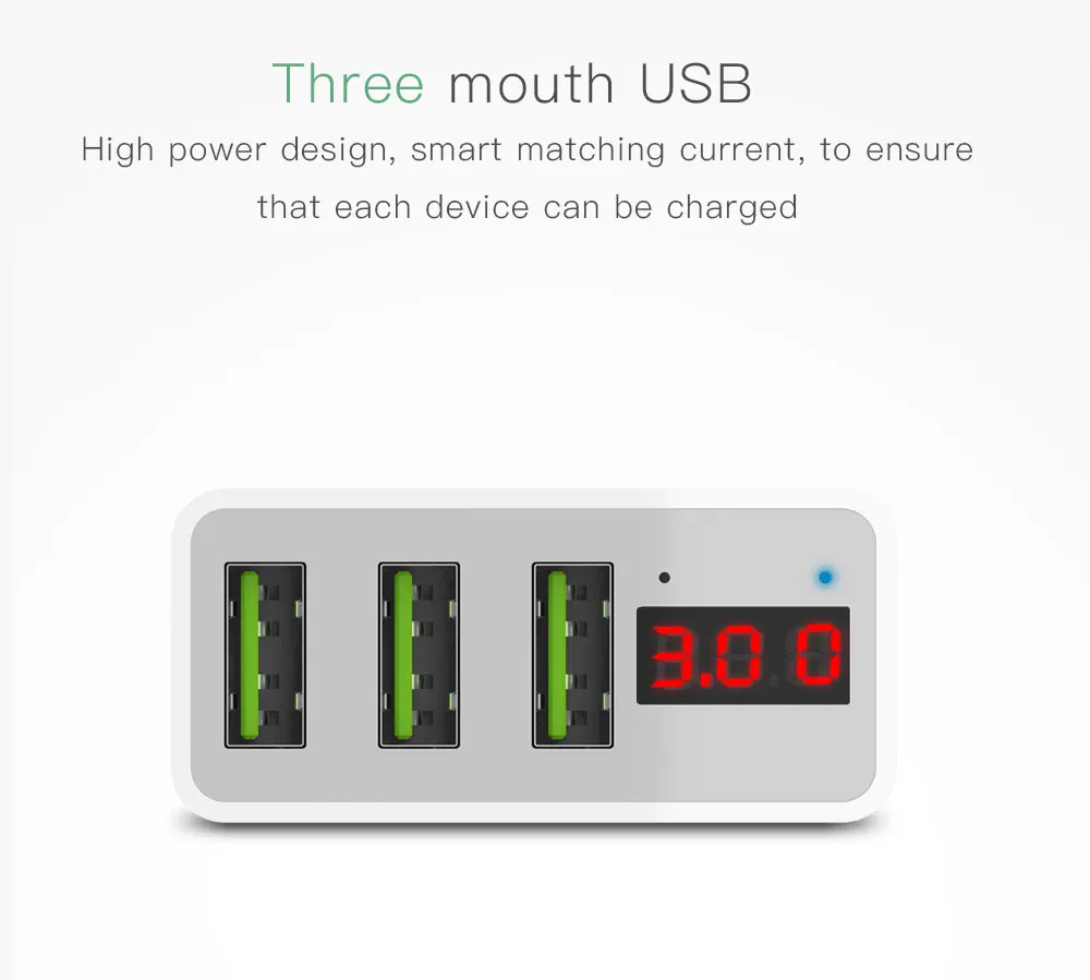 Max 2.4A 3 порта USB зарядное устройство для телефона светодиодный дисплей Быстрая зарядка мобильное настенное зарядное устройство для iPhone samsung XIAOMI huawei OnePlus 5