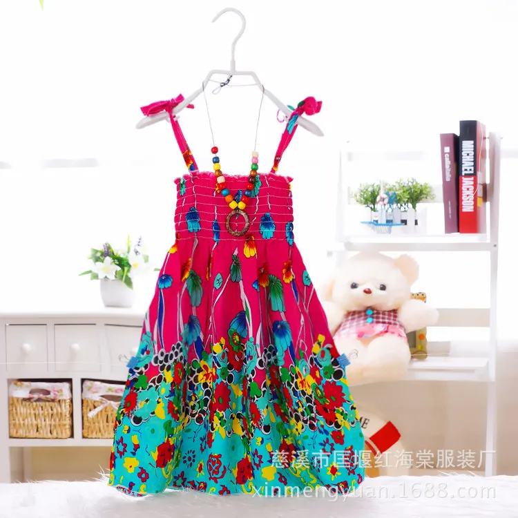 Kids Children's Dresses Sumemr Sleeveless Girl Party Dress Floral Print Princess Beach Costume Clothes 3 6 10 14 Years | Детская