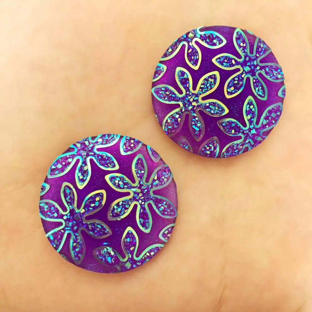 AB Смола 30 мм круглый руда цветок бусины плоская задняя Стразы 8 шт. Аппликация DIY