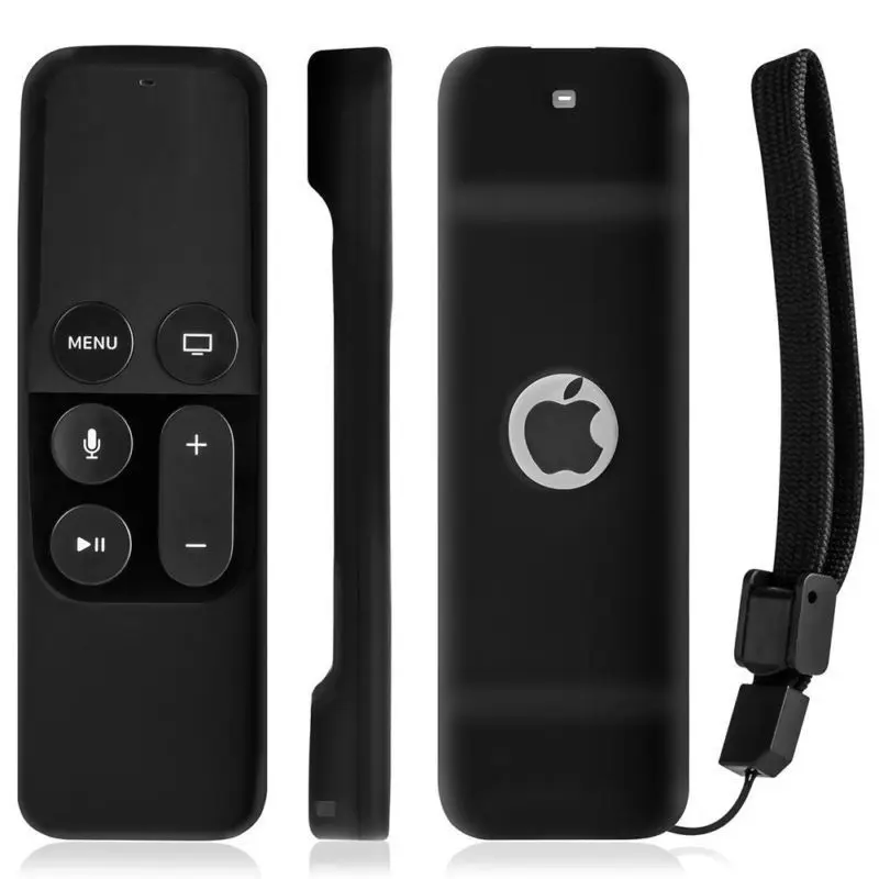 Бренд для Apple tv 4 K 4th Gen дистанционное управление чехлы 4Gen удаленный чехол силиконовый мягкий защитный кожаный чехол - Цвет: Черный