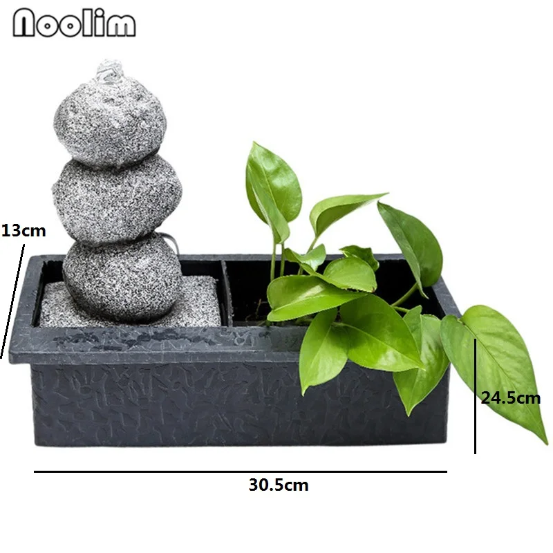 Zen Stone Китайский дзен, фонтан для воды, фэн-шуй, колесо, зеленое растение, украшение для рабочего стола, Лаки, дхарма, Будда, изделия из смолы - Цвет: Zen Stone