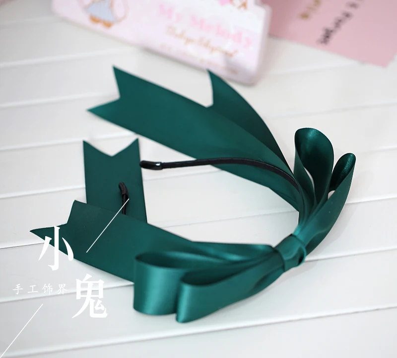 Dark green Японская девушка ручной работы негабаритных оголовье DIY лук аксессуары для волос головной убор Лори Лолита Mengniang COS оголовье - Цвет: Dark green