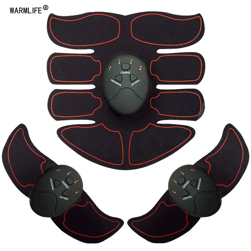 8 pack 3 in 1 red Электрический стимулятор мышц беспроводной ягодицы бедра тренажер брюшной ABS стимулятор фитнес массажер для коррекции фигуры - Цвет: 8 pack 3 in 1 red