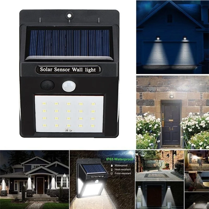 3 сторонние светящиеся светодиодные настенные лампы на солнечной батарее