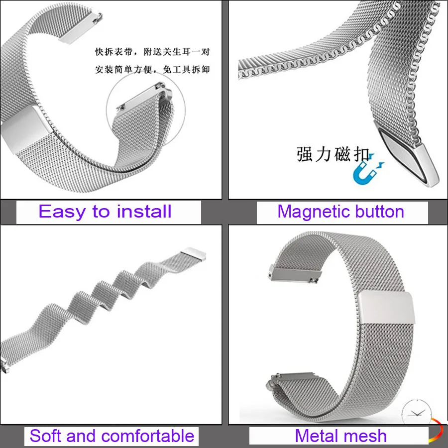 20mm Bracelet Strap For Xiaomi Amazfit GTS Watchstrap Bip Wristband GTR 42mm Stainless Steel Metal Watchband | Электроника