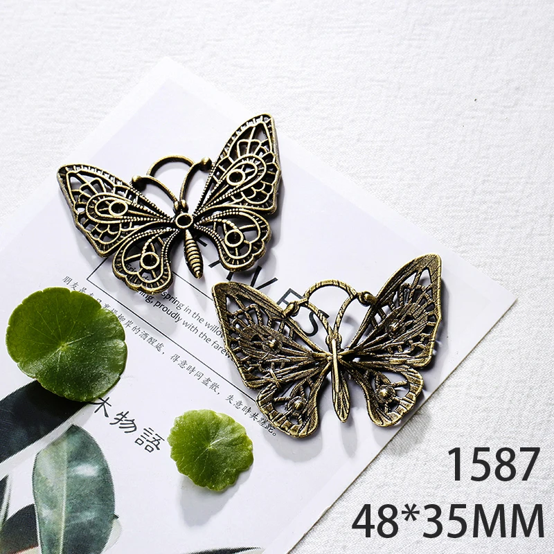 

48*35mm 3pcs Butterfly Alloy Pendant For Diy Jewelry Making 2 Colors Antique Silver Antique Bronze No.1587