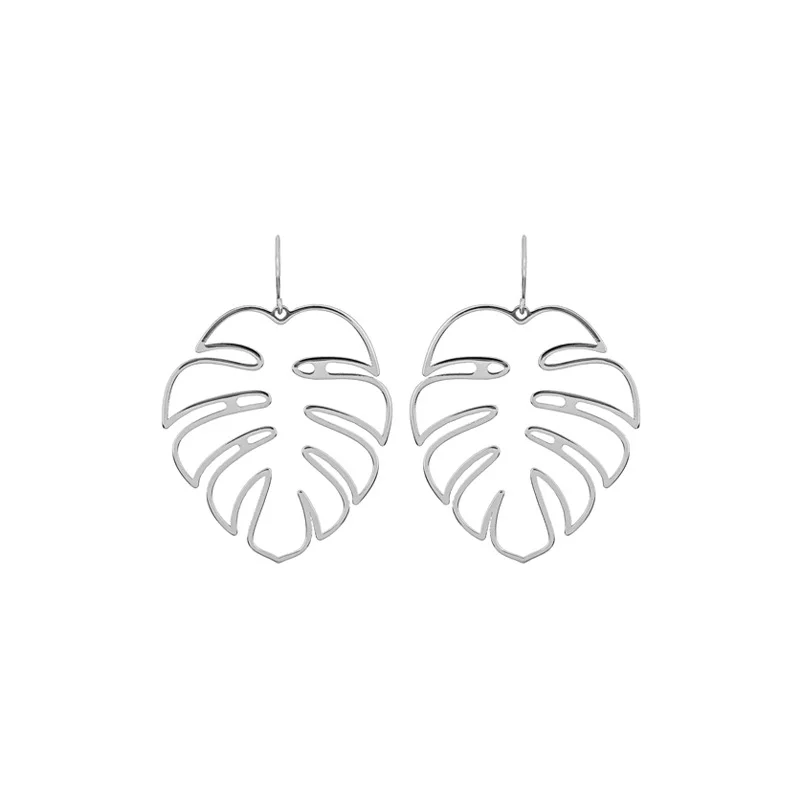 Creative Western Hollow Leaf Earring Gold and Silver Color Hook For Cool Women Girls Best Party Warming Jewelry | Украшения и