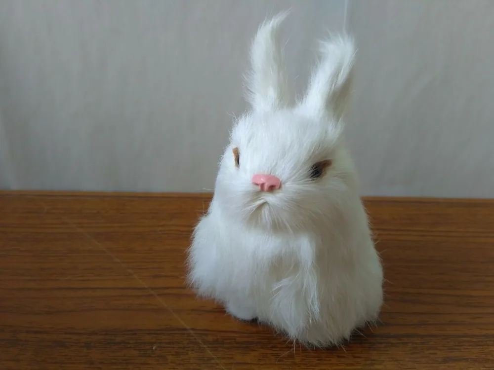 

simulation white rabbit plastic&real furs about 7x7x11cm rabbit model handicraft prop home decoration gift d2351