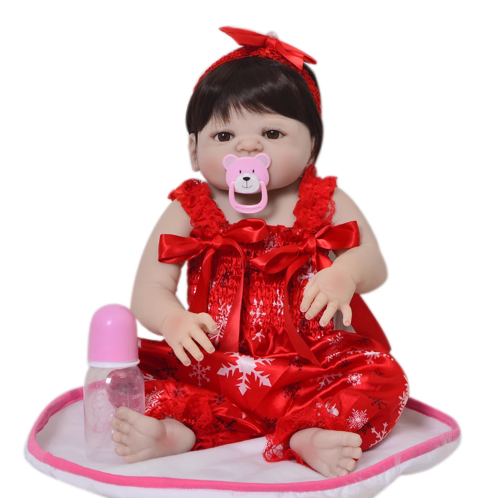 Hot sale Reborn Baby Doll 57cm full Silicone Toy Lifelike girl Kids Birthday Christmas Gifts bebe boneca reborn | Игрушки и хобби