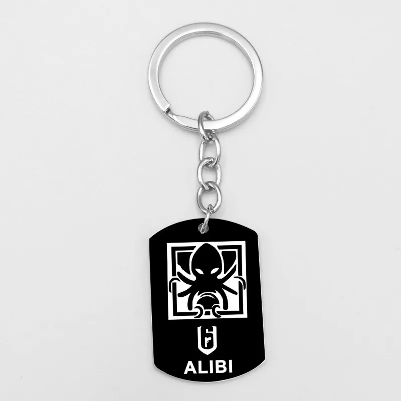 ALIBI Новая игра Rainbow Six 6 Siege брелки череп BLACKEARD бандит алиби ASH FINKA IQ FUZE DOC брелок из нержавеющей стали - Цвет: ALIBI