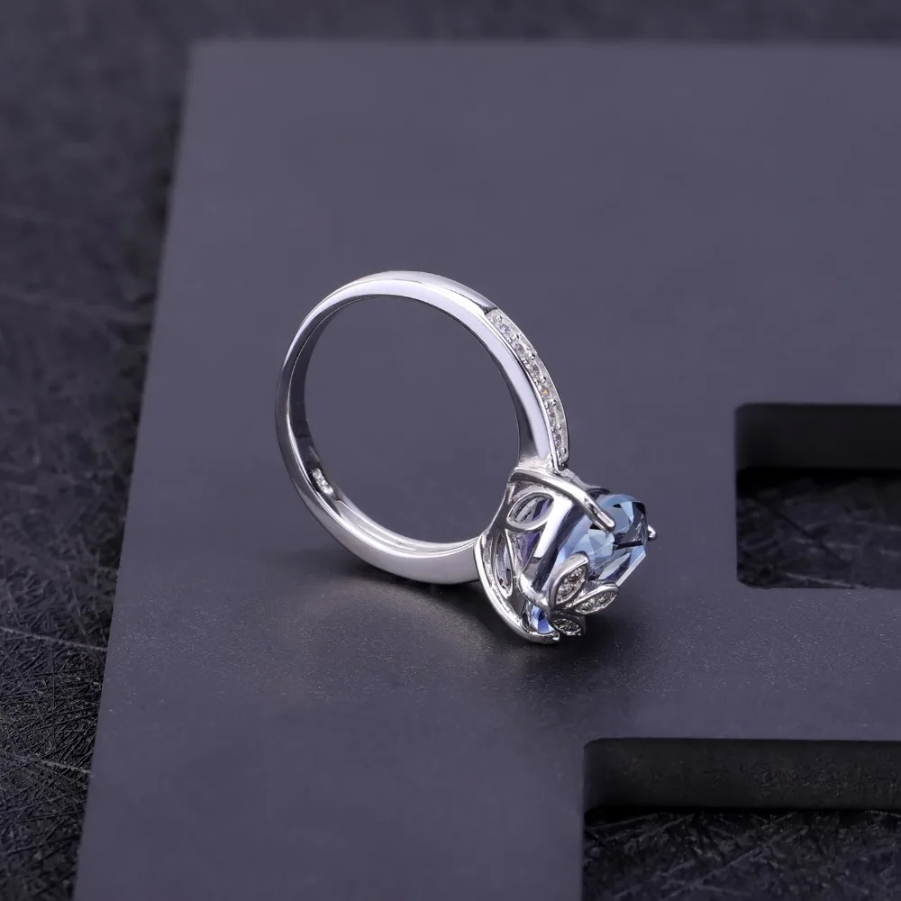 Gem's Ballet 5.89Ct натуральный иолит синий мистический кварцевый камень треугольные кольца для женщин 925 пробы серебряные ювелирные изделия