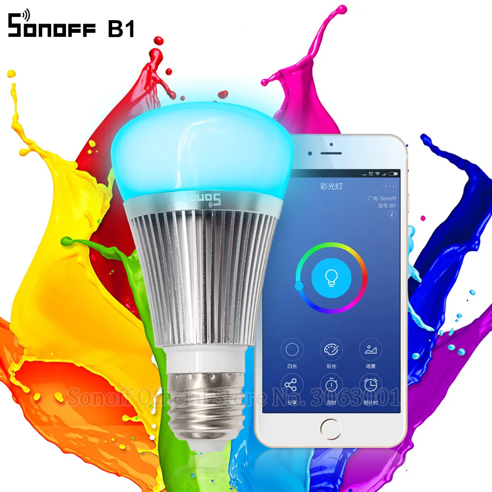 Sonoff B1 светодиодная лампочка с регулированием яркости Wifi умный светильник с пультом дистанционного управления Wifi светильник с переключателем светодиодный светильник с изменением цвета лампа работает с Alexa