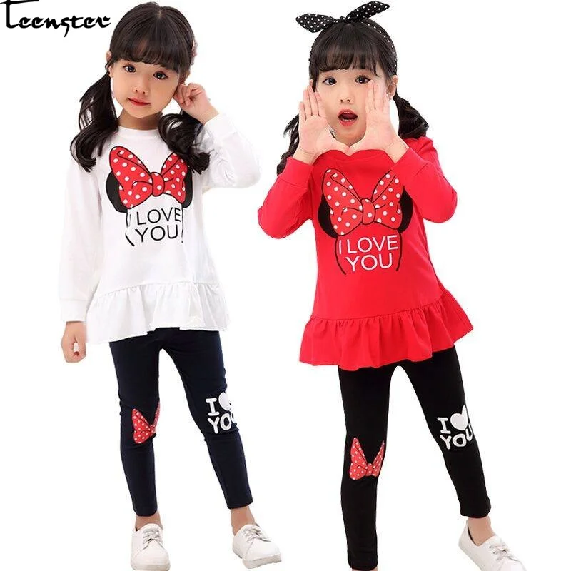 Одежда для маленьких девочек подростков весенне осенняя рубашка платье и штаны