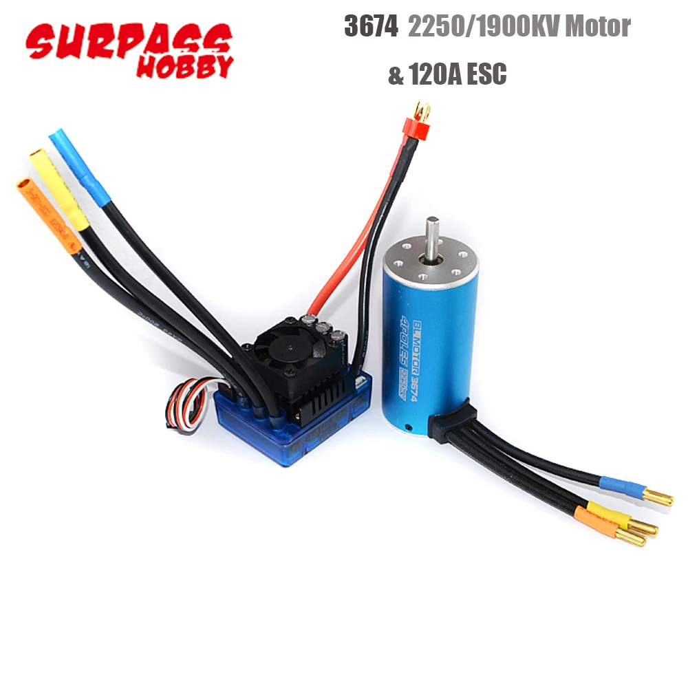 2 шт./компл. Rc 3674 2250KV 1900KV 4P Бессенсорный бесщеточный мотор с 120A бесщеточный ESC для 1/8 RC автомобиль грузовик