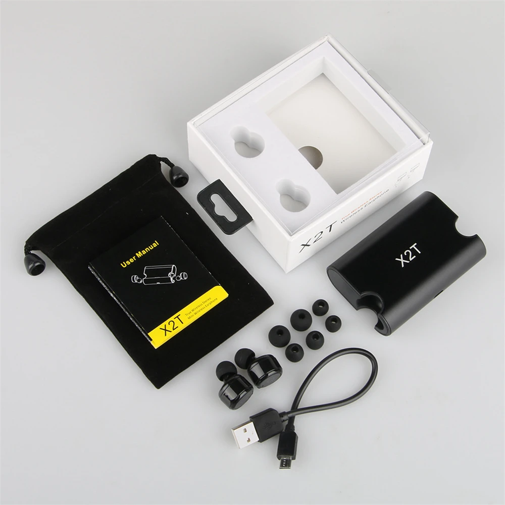 

X2T True Wireless Earbuds TWS Mini In Ear Earphone Bluetooth 4.2 1500mAH Charger Box for iphone and andriods