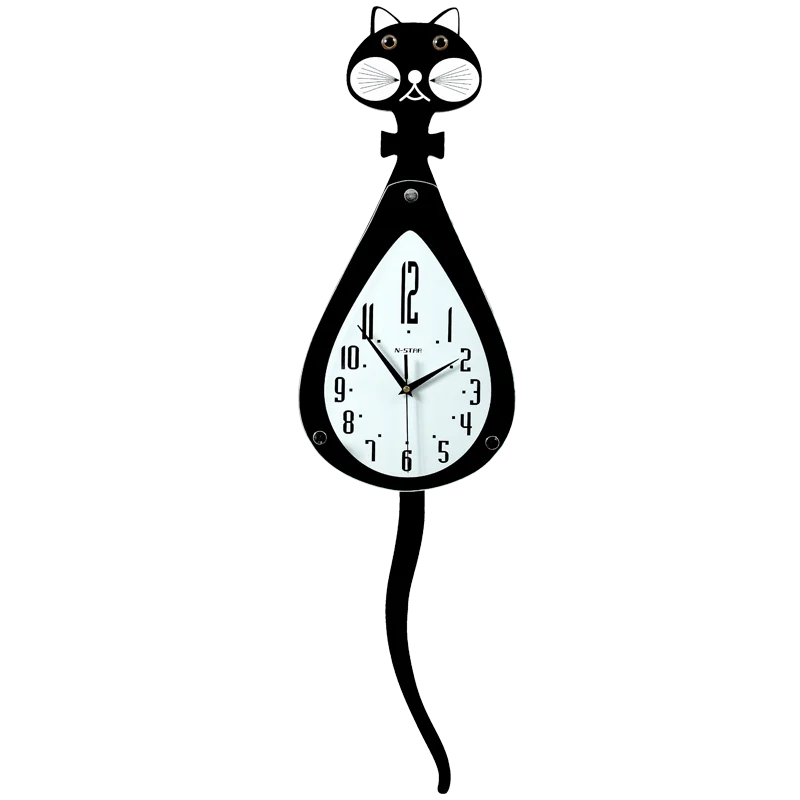 Часы Wag tail с изображением кошки настенные современные креативные кварцевые