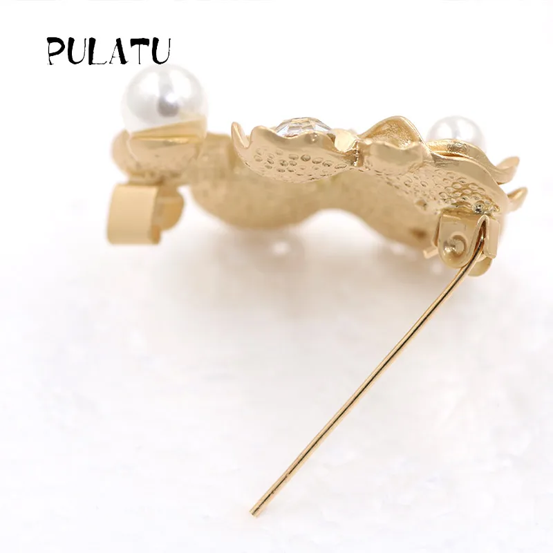Pulatu матовый золотой цветок Для женщин броши Модные украшения аксессуары брошь на