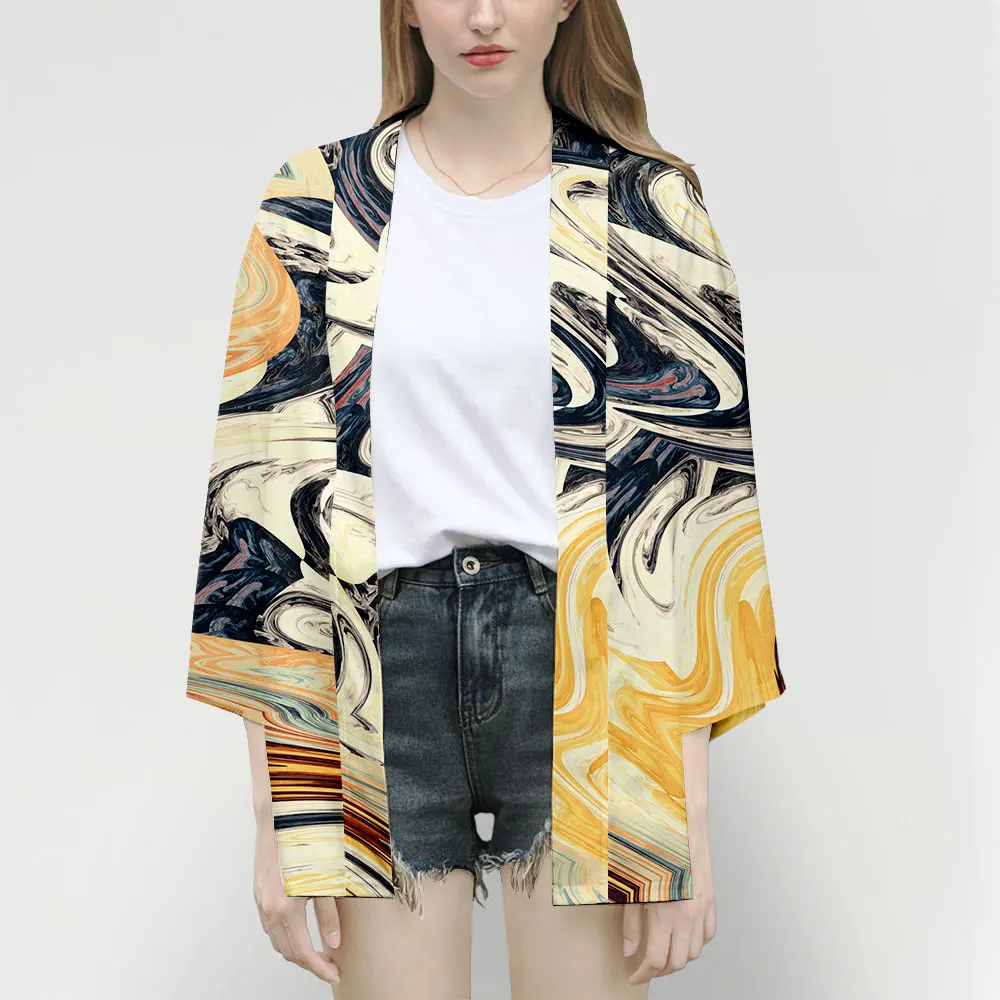 Модное кимоно в стиле Харадзюку С 3D принтом для женщин и мужчин блузка японском с