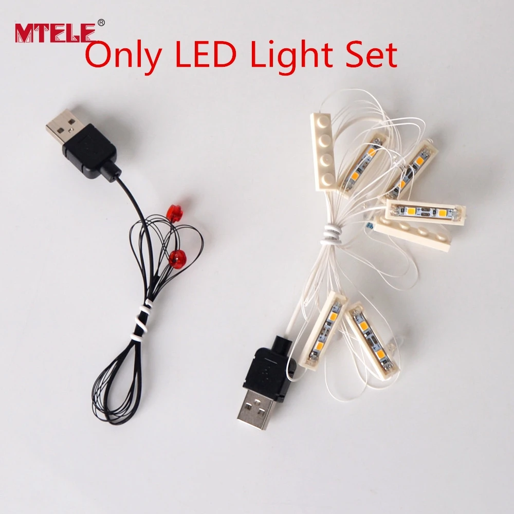 Only LED Blocks MTELE Бренд Новое поступление светодиодный светильник комплект для 60051 поездов Высокоскоростная Модель пассажира светильник ing комплект совместим с моделью 02010 - Цвет: Only LED Blocks