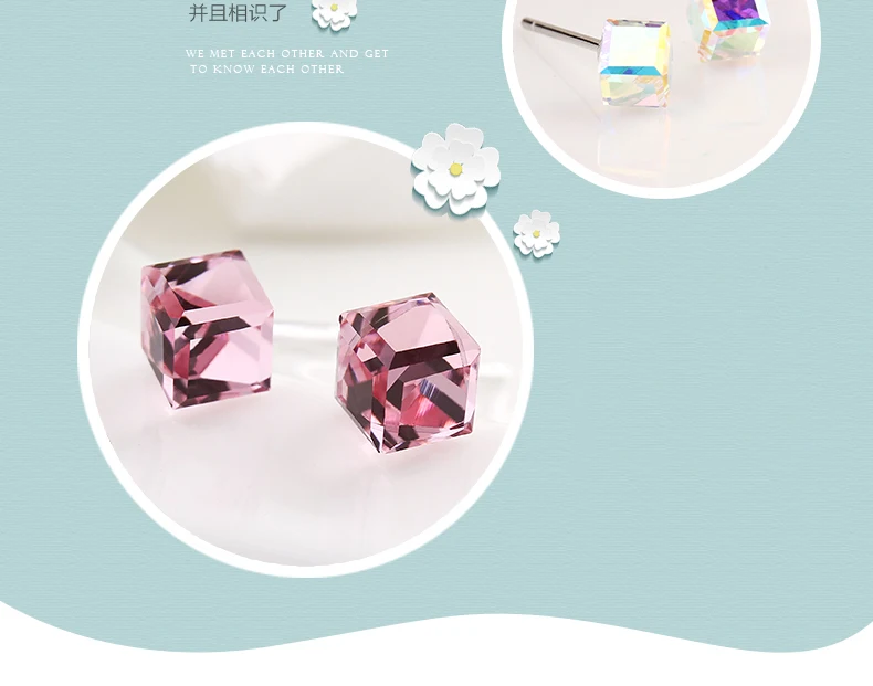 Warme Farben Crystal из сваровска, женские серьги, хорошее ювелирное изделие, 925 пробы, серебряный, простой маленький кубик, серьги-гвоздики для девочек, Brincos