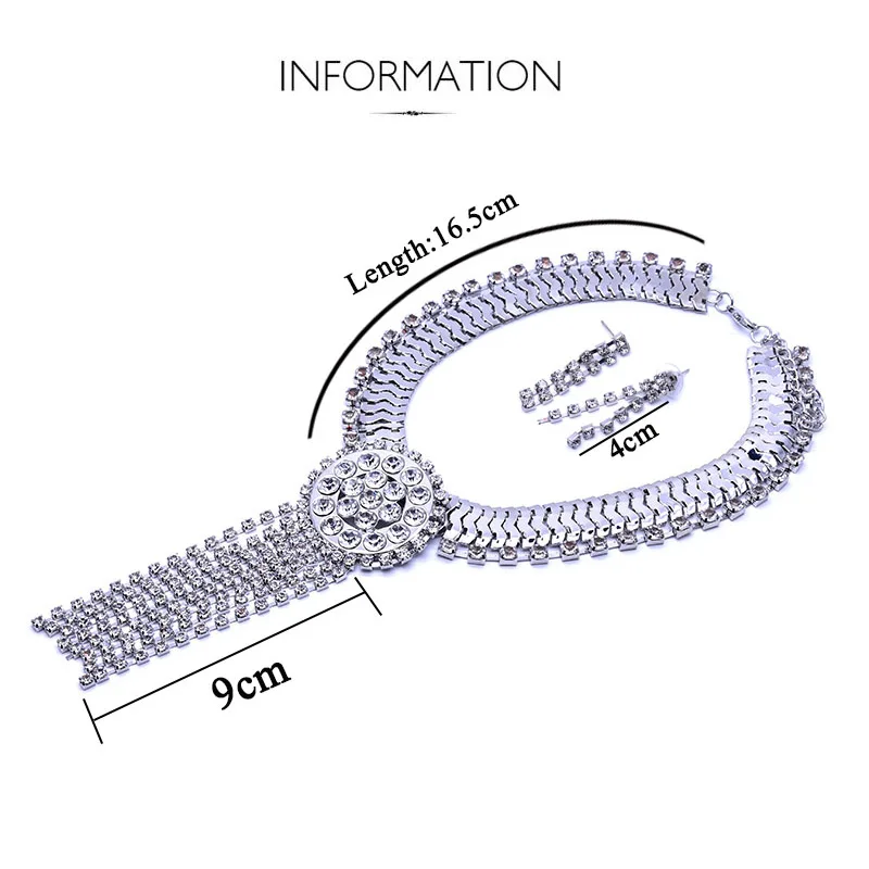 AAACGYC A020 Jewelry Necklace new fashion women's jewelry set steel color Rhinestone necklace 2018 | Украшения и аксессуары