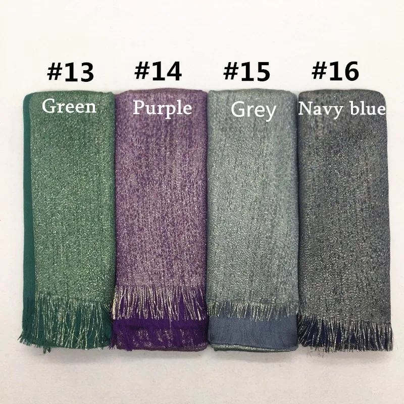 Hot sale gold thread solid fringed scarf women shimmer plain wraps shawl cosy viscose musilm hijabs 10pcs/lot fast shipping |
