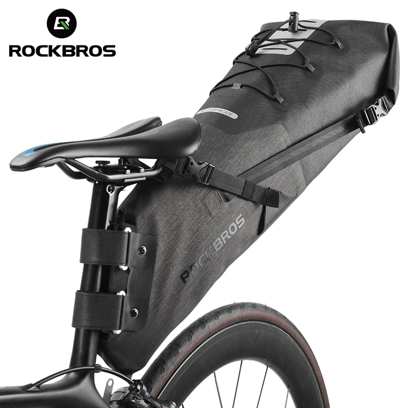 ROCKBROS Waterproof Bike Saddle Bag Cycling Foldable Tail Rear Seat Bag MTB Trunk Pannier Backpack Accessories High-capacity 10L