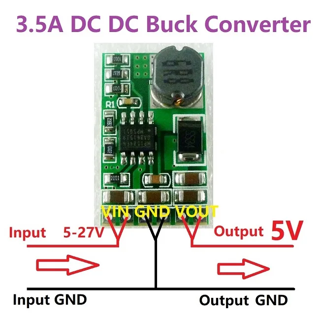 3.5A DC-DC преобразователя постоянного тока с понижающим регулировки напряжения 4,5 V-27 V постоянного тока до 3V 3,3 V 3,7 V 5V 6V 7,5 9V 12V - Цвет: Output 5V