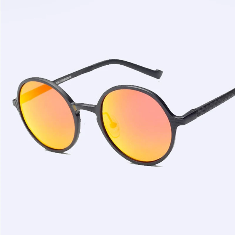 BLACK ORANGE SIMPRECT алюминиево-магниевые поляризованные солнцезащитные очки мужские UV400 высококачественные Круглые Солнцезащитные очки Ретро зеркальные солнцезащитные очки для мужчин - Цвет линз: BLACK ORANGE