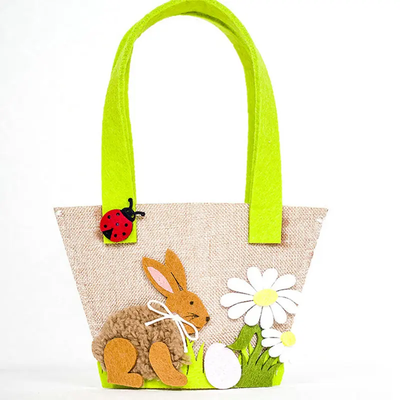 brown rabbit Милые пасхальное украшение сумка для вечеринок Дети конфеты игрушечное яйцо подарок сумки для хранения Сумочка Пасхальный кролик цветок сумка в виде яйца - Цвет: brown rabbit