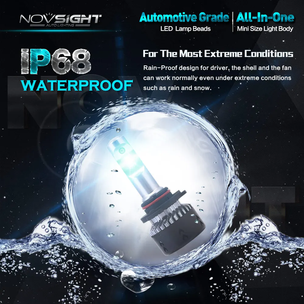 NOVSIGHT 9005 HB3 Автомобильный светодиодный светильник на голову s 70 Вт 10000лм автомобильный противотуманный светильник, лампа для вождения автомобиля, все-в-одном 6500K D40