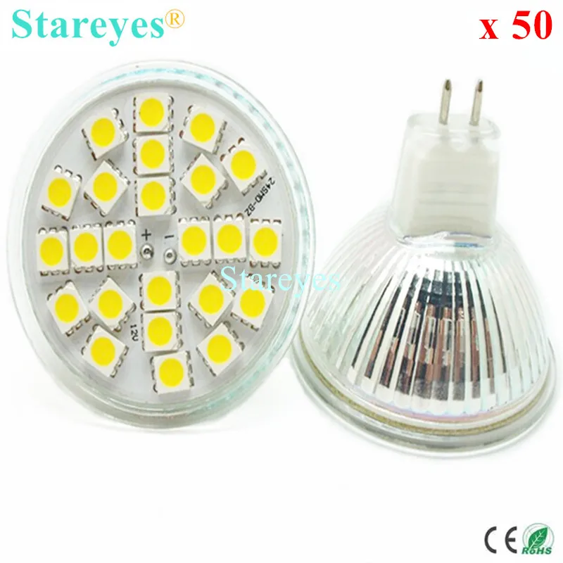 Бесплатная доставка 50 шт. 5050 SMD 24 светодиода 5 Вт MR16 12 В постоянного тока