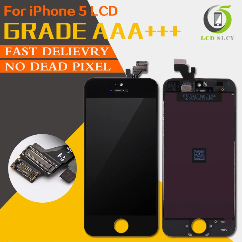

100% No Dead Pixel Grade AAA For iPhone 5 LCD Display touch screen with digitizer assembly replacement parts Tempered filmTools
