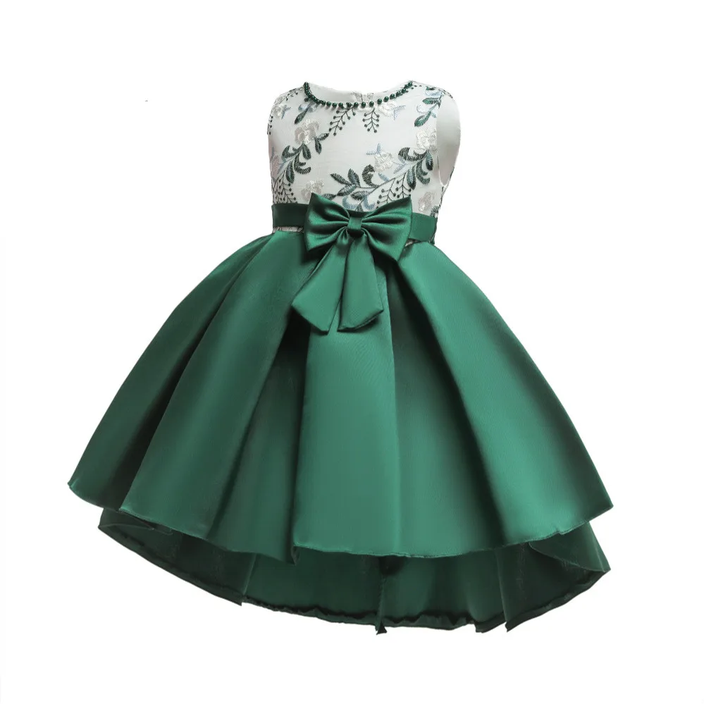 New Flower Girls Dresses Kids Beading Embroidery Bodice Satin Wedding Party Dress Formal Clothing Bebe Vestido | Детская одежда и
