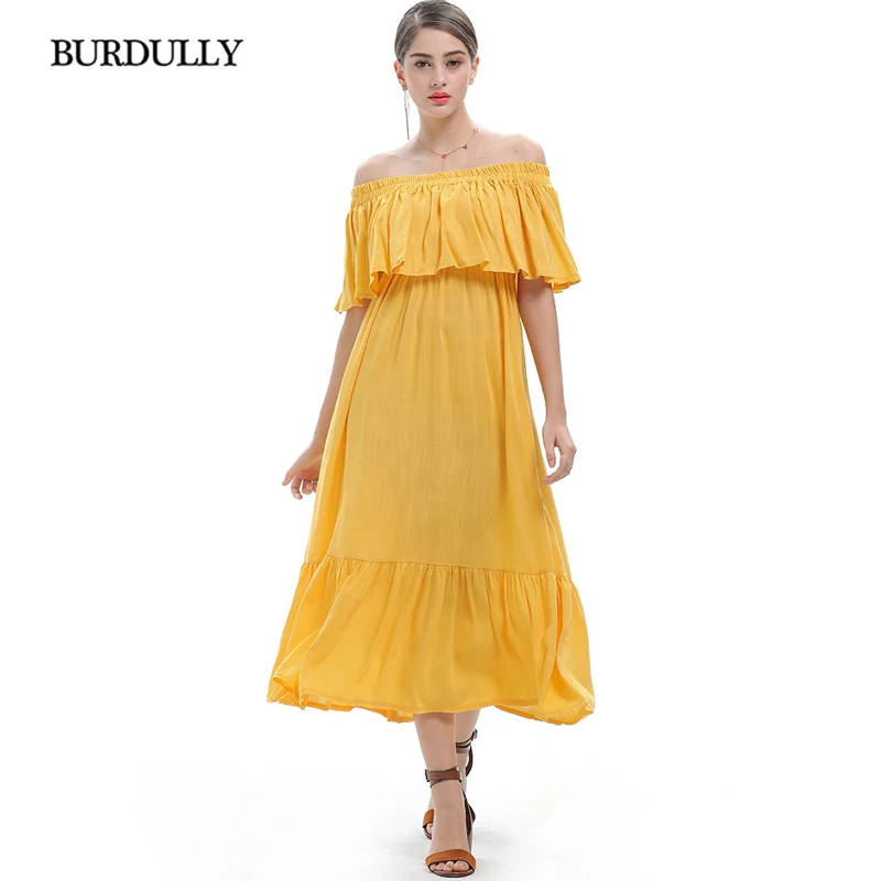 BURDULLY 2019 корейский Лето Sexy женское платье плюс Размеры длинные Повседневное с