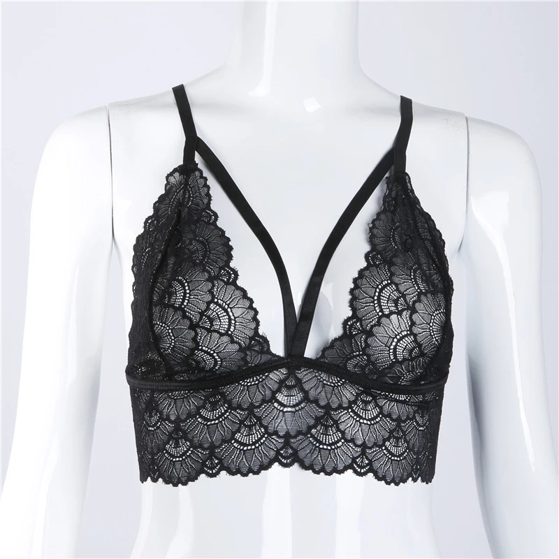 Sexy Lace Trim Bralette Jacquard Perspective Spaghetti Straps Camisoles Fashion Womens Intimates Black Tank Plus Size 3X |