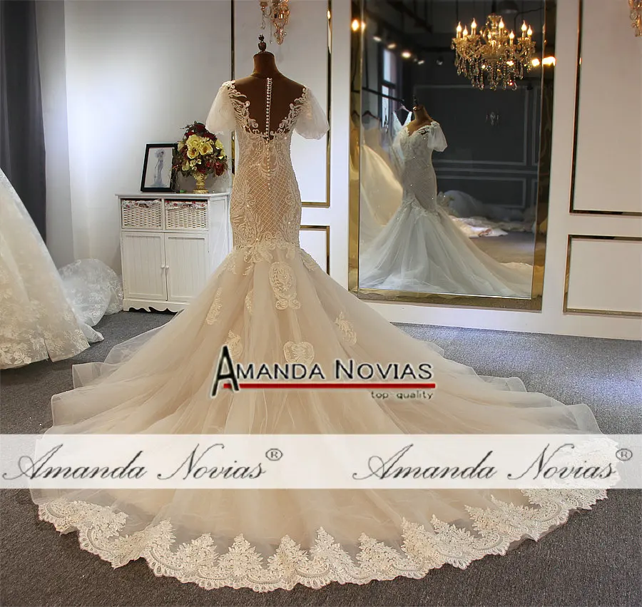 Robe de soiree courte с пышными рукавами, свадебное платье русалки, полностью Расшитое Бисером, цвет заказа клиента