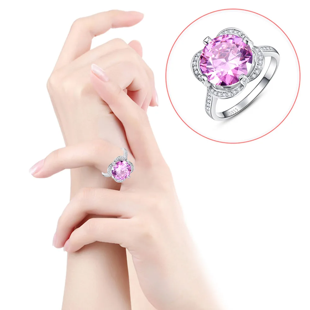 Женское кольцо из серебра 925 пробы с аметистом розовым и белым топазом 10 х10 мм|ring