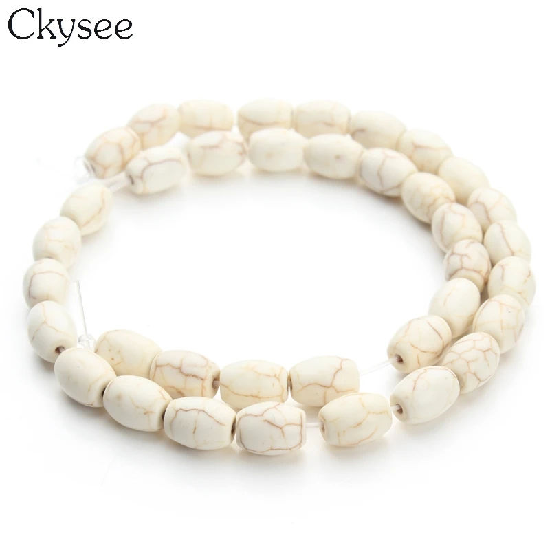 Оптовая продажа белые овальные бирюзовые бусины Ckysee из натурального камня 1 нить