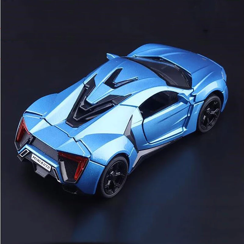Модель автомобиля из сплава под давлением в масштабе 1/32 игрушки синяя Lykan Hypersport